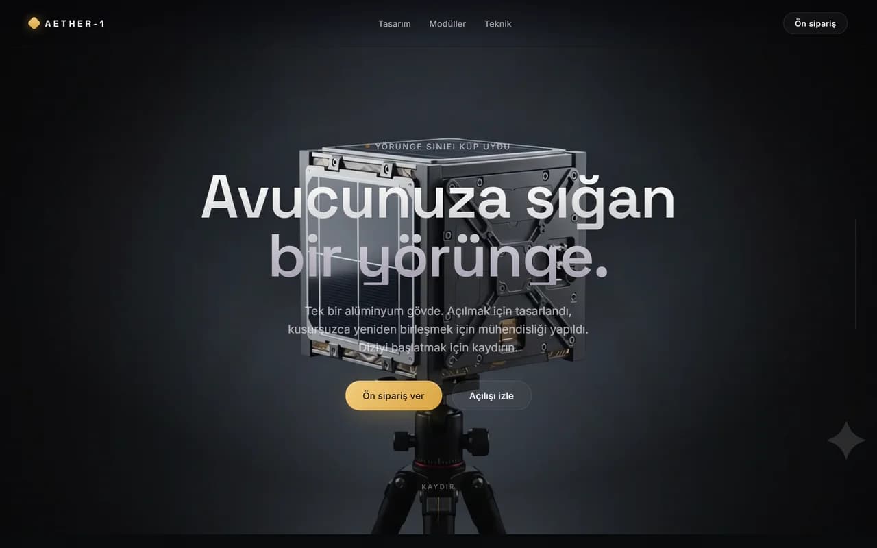 Aether-1 web sitesi ekran görüntüsü