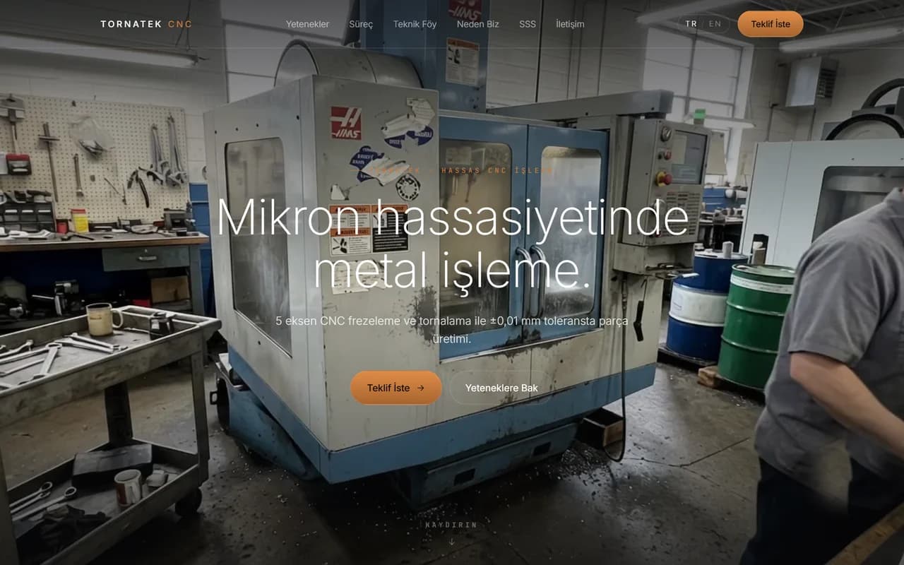 Tornatek CNC web sitesi ekran görüntüsü